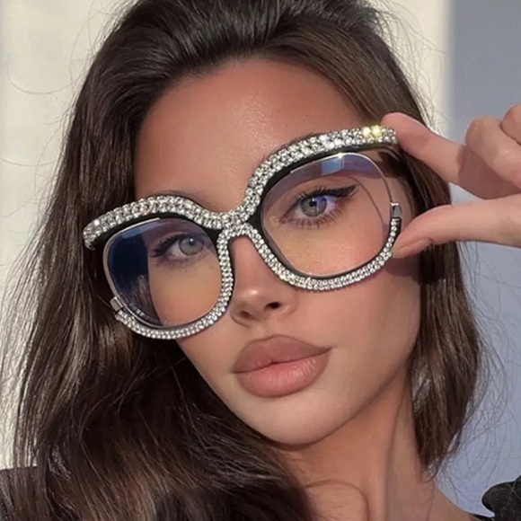 Rhinestone Clear Lens Glasses - Picture 1 of 3